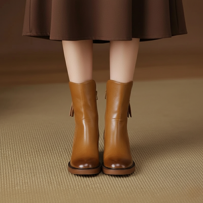 Elżbieta | Eleganckie Skórzane Botki Chelsea na Platformie