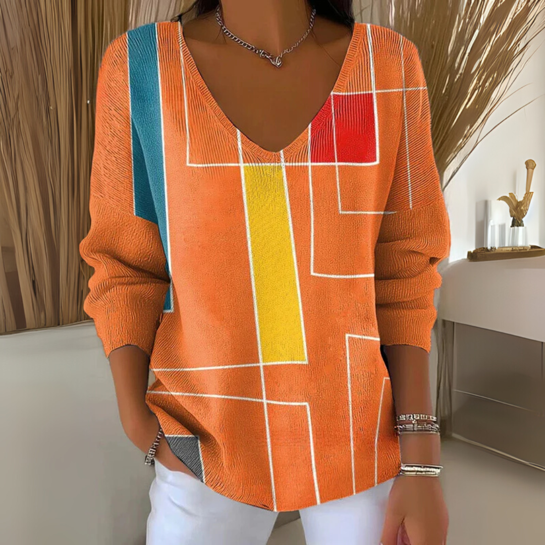 Kalina | Dzianinowy Sweter z Casualowym Nadrukiem