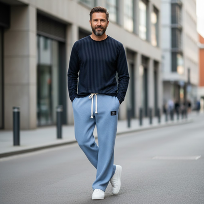 Piotr | Spodnie Waffle w Luźnym Kroju