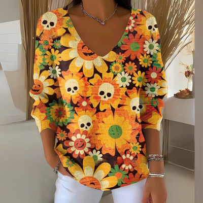 Lidia | Dzianinowy Sweter z Casualowym Nadrukiem