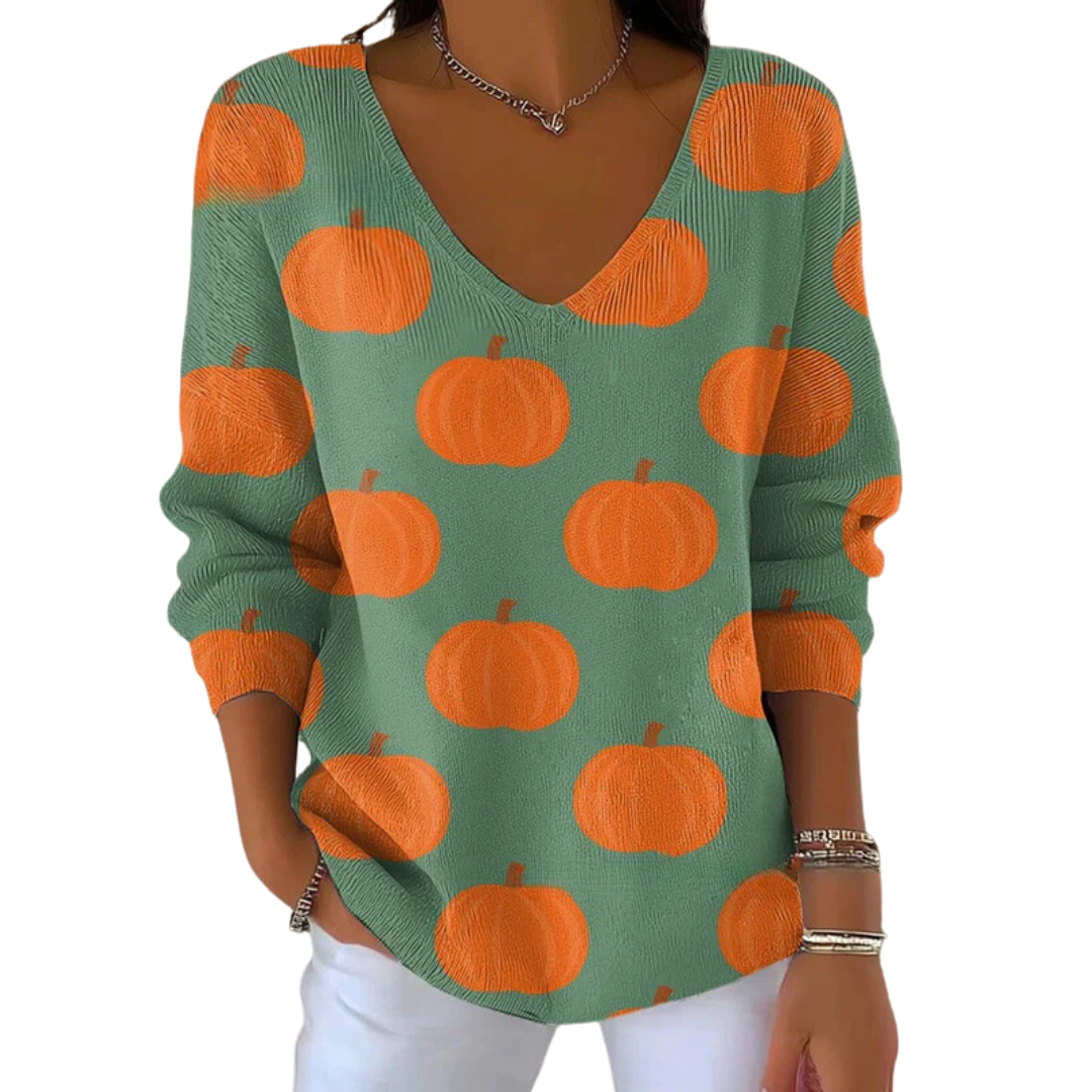 Jagoda | Dzianinowy Sweter z Casualowym Nadrukiem