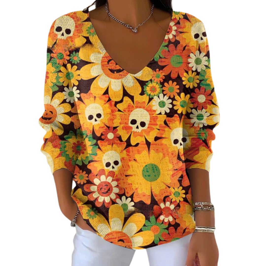 Lidia | Dzianinowy Sweter z Casualowym Nadrukiem