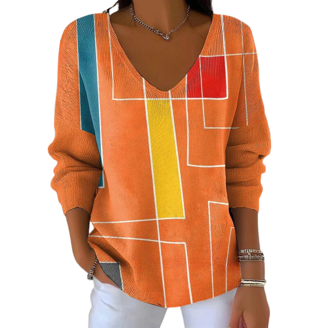 Kalina | Dzianinowy Sweter z Casualowym Nadrukiem