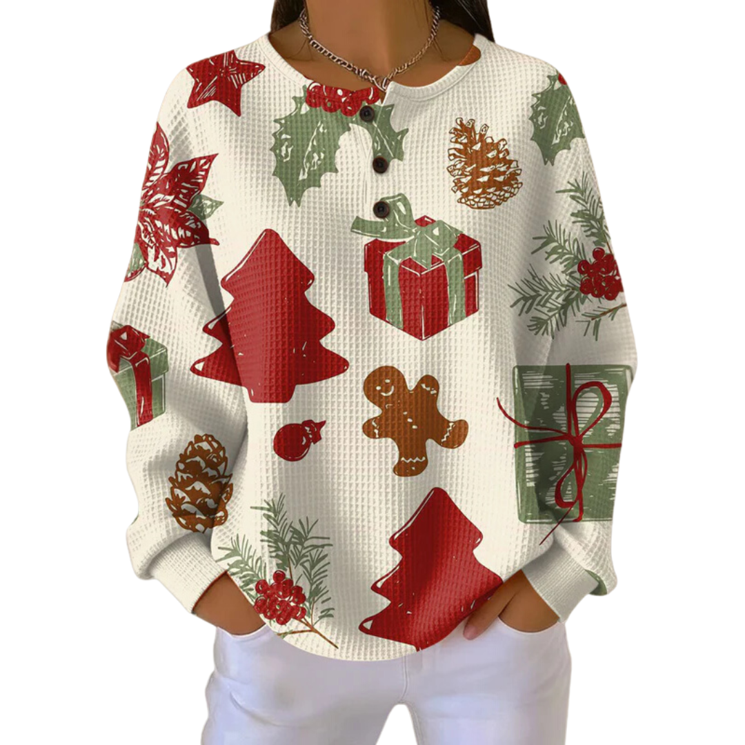 Kornelia | Dwuwarstwowy Sweter z Dzianiny Waffle dla Kobiet