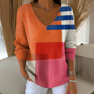 Sylwia | Dzianinowy Sweter z Casualowym Nadrukiem