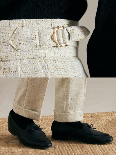 Lniane Spodnie Amalfi z Wysokim Stanem