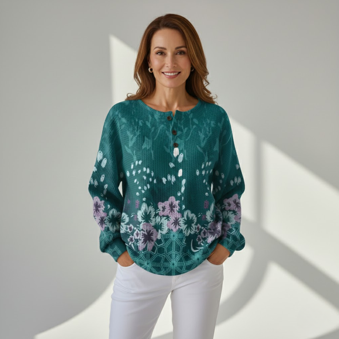 Magdalena | Dwuwarstwowy Sweter z Dzianiny Waffle dla Kobiet