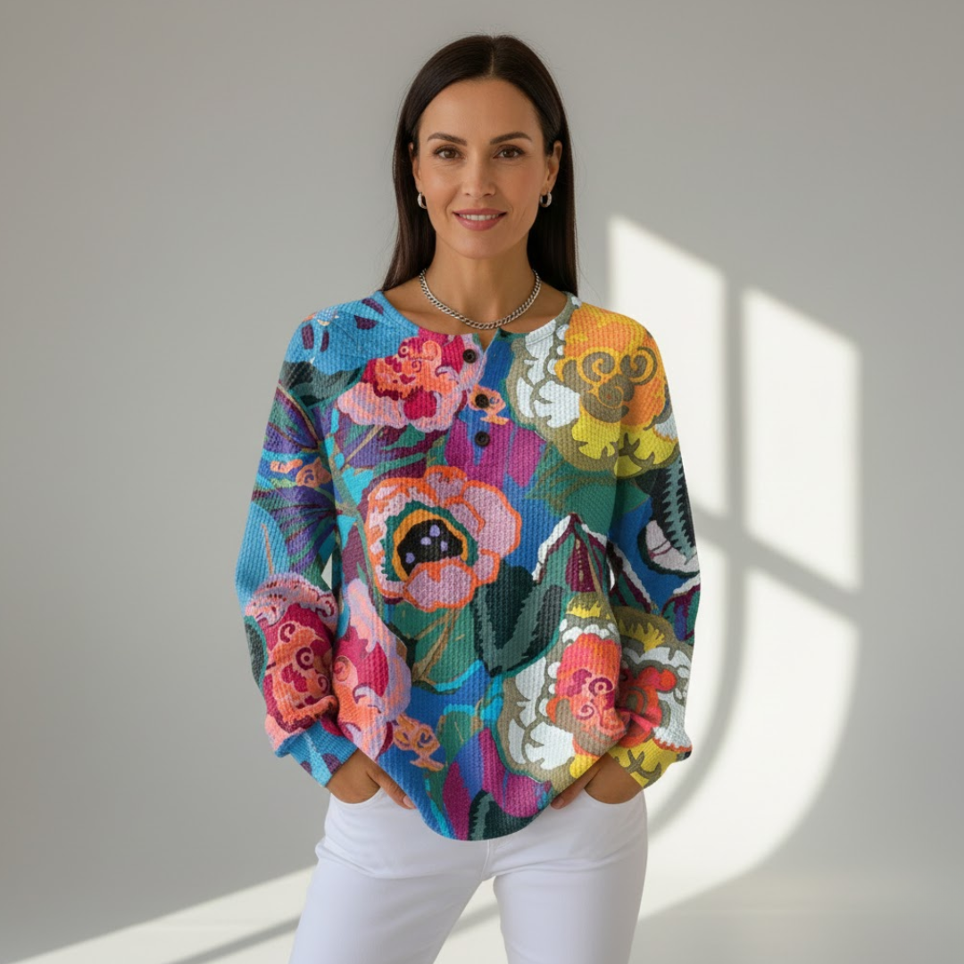 Lucyna | Dwuwarstwowy Sweter z Dzianiny Waffle dla Kobiet