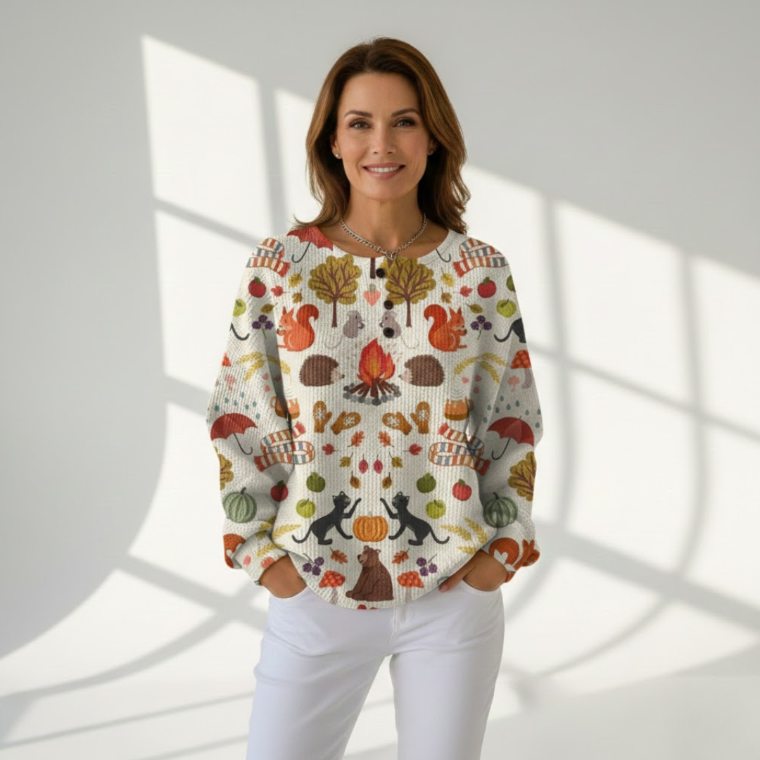 Maja | Dwuwarstwowy Sweter z Dzianiny Waffle dla Kobiet