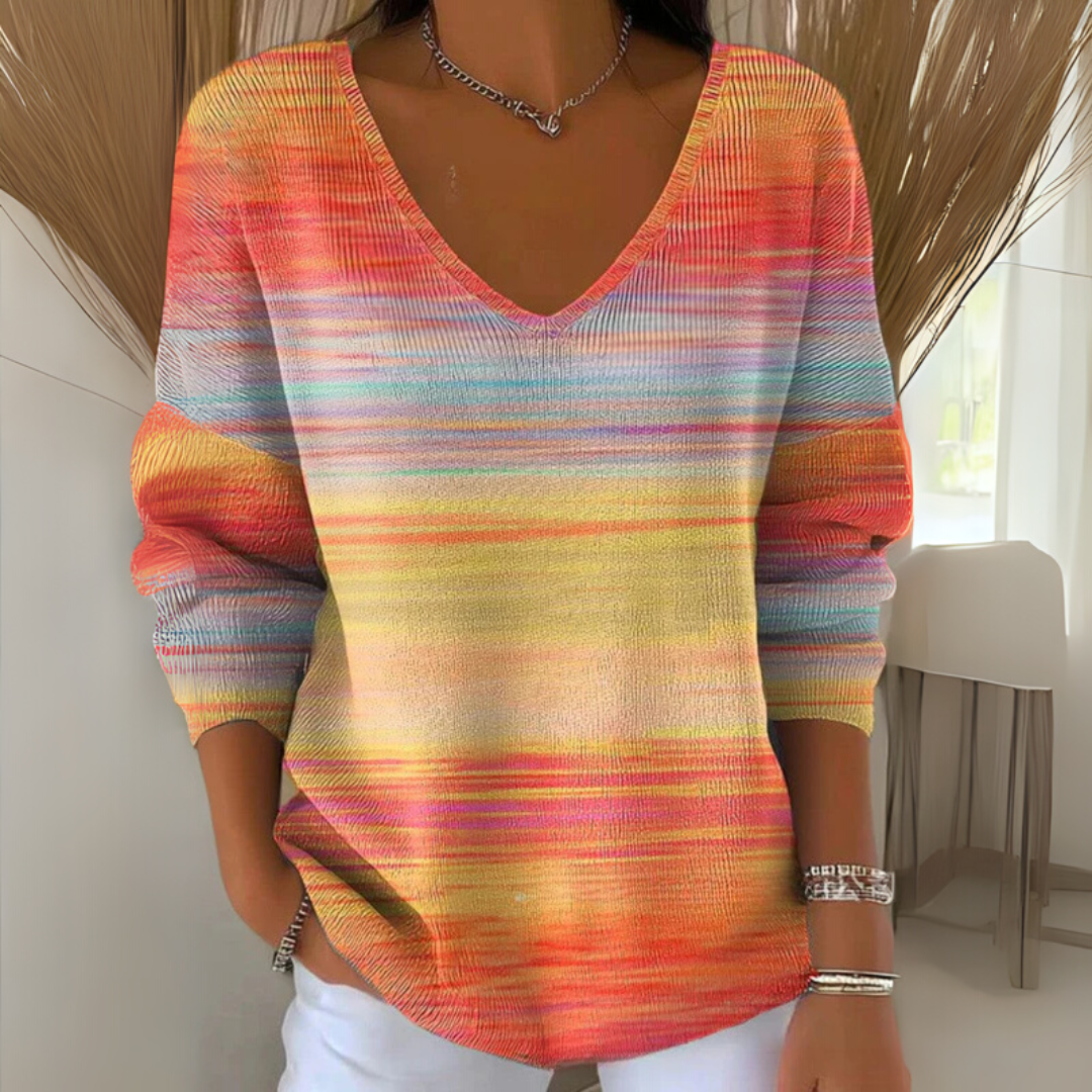 Bernadeta | Dzianinowy Sweter z Casualowym Nadrukiem