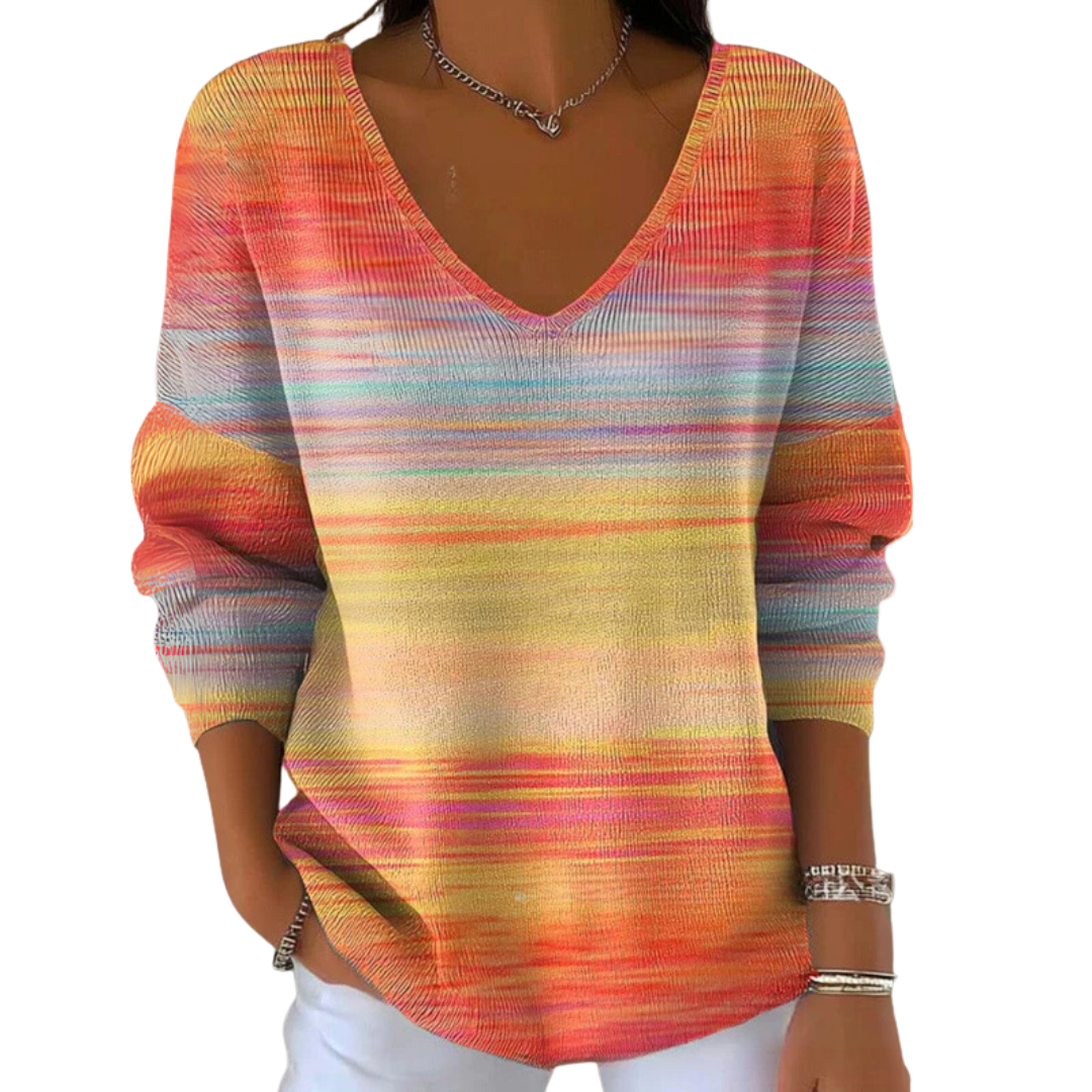 Bernadeta | Dzianinowy Sweter z Casualowym Nadrukiem