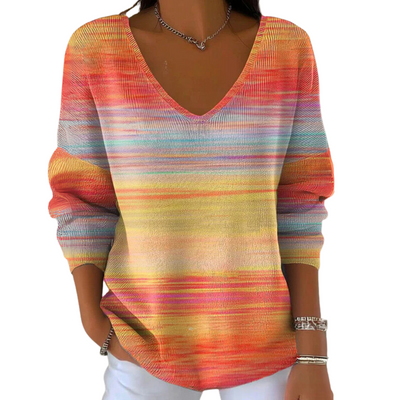 Bernadeta | Dzianinowy Sweter z Casualowym Nadrukiem