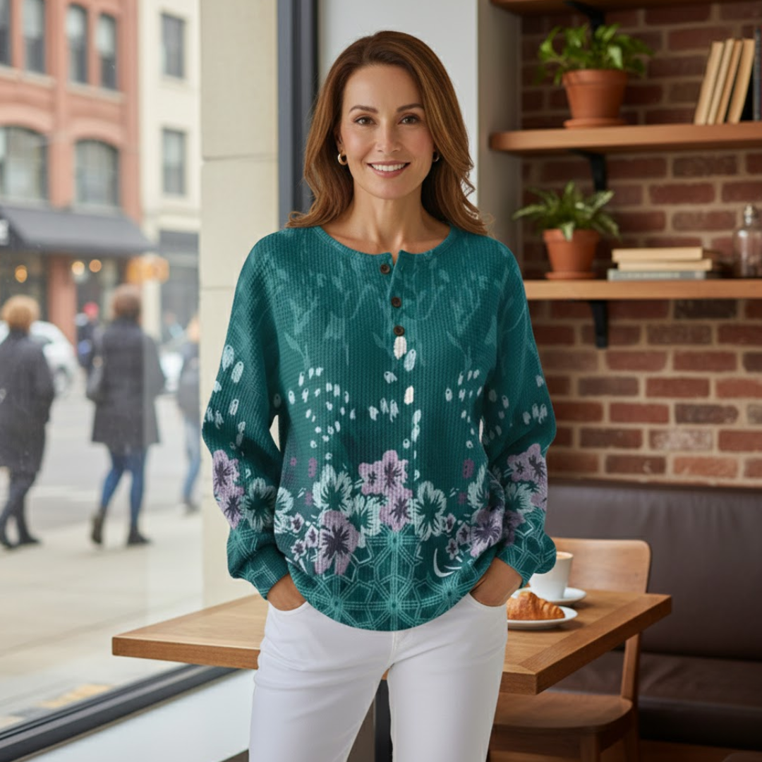 Magdalena | Dwuwarstwowy Sweter z Dzianiny Waffle dla Kobiet