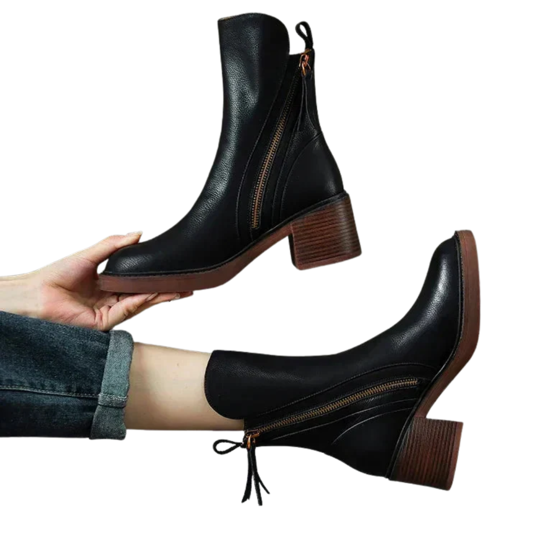 Elżbieta | Eleganckie Skórzane Botki Chelsea na Platformie