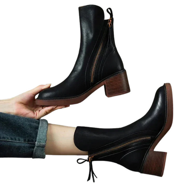 Elżbieta | Eleganckie Skórzane Botki Chelsea na Platformie