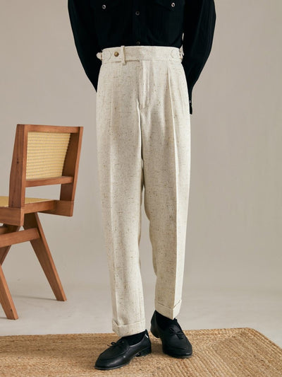 Lniane Spodnie Amalfi z Wysokim Stanem