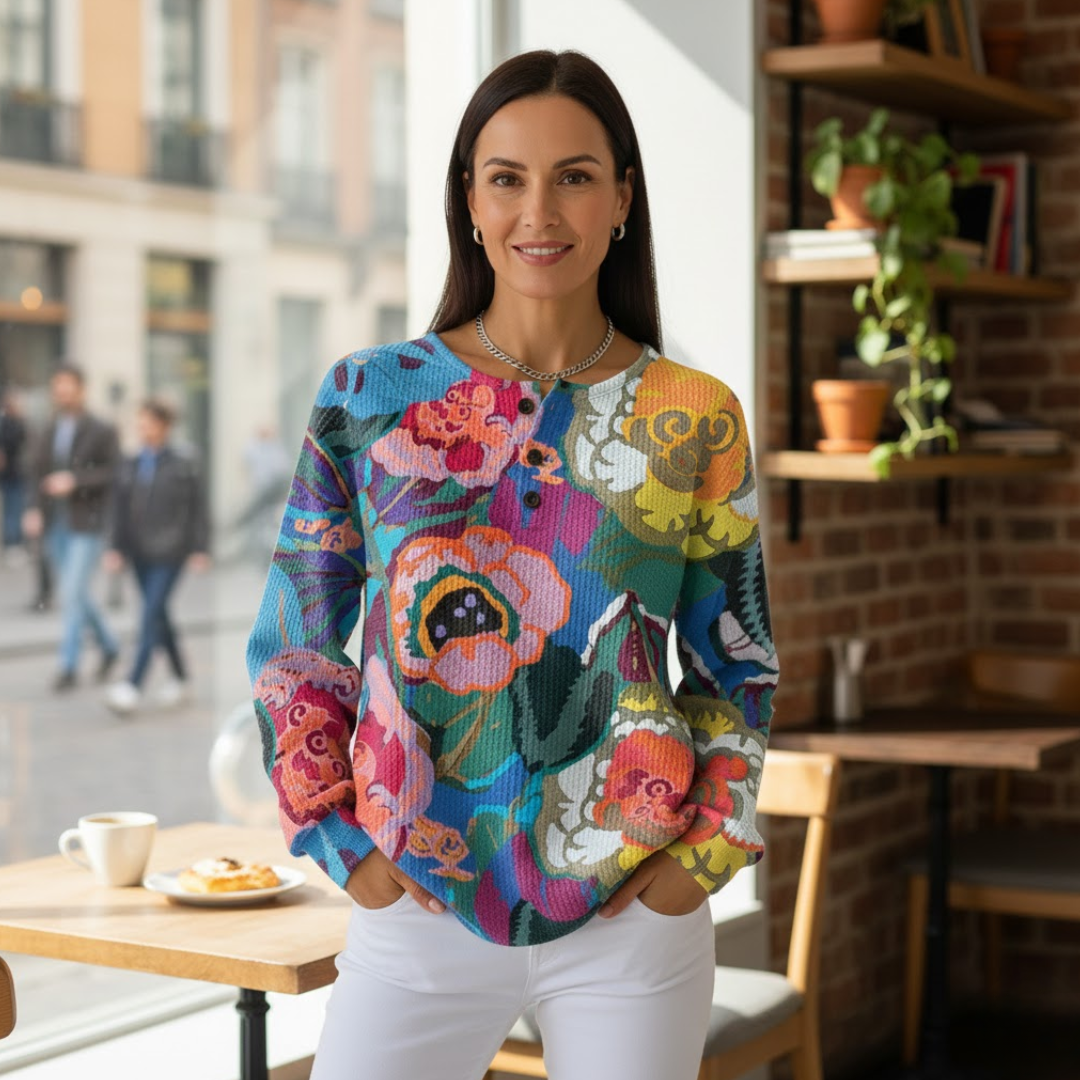 Lucyna | Dwuwarstwowy Sweter z Dzianiny Waffle dla Kobiet