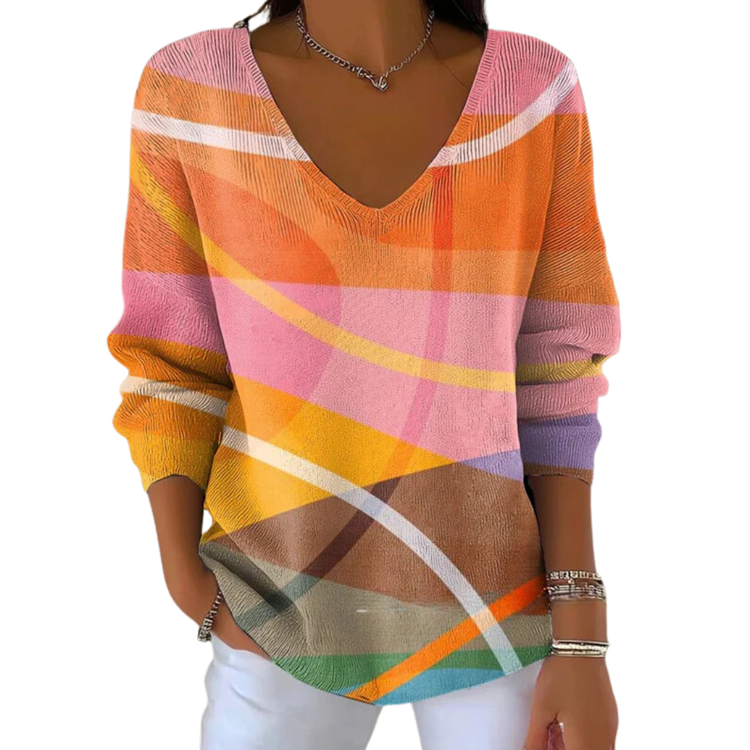 Ewelina | Dzianinowy Sweter z Casualowym Nadrukiem