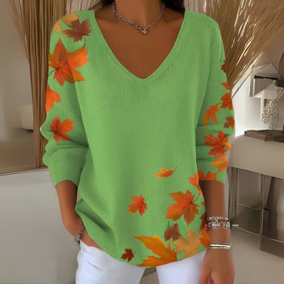 Faustyna | Dzianinowy Sweter z Casualowym Nadrukiem