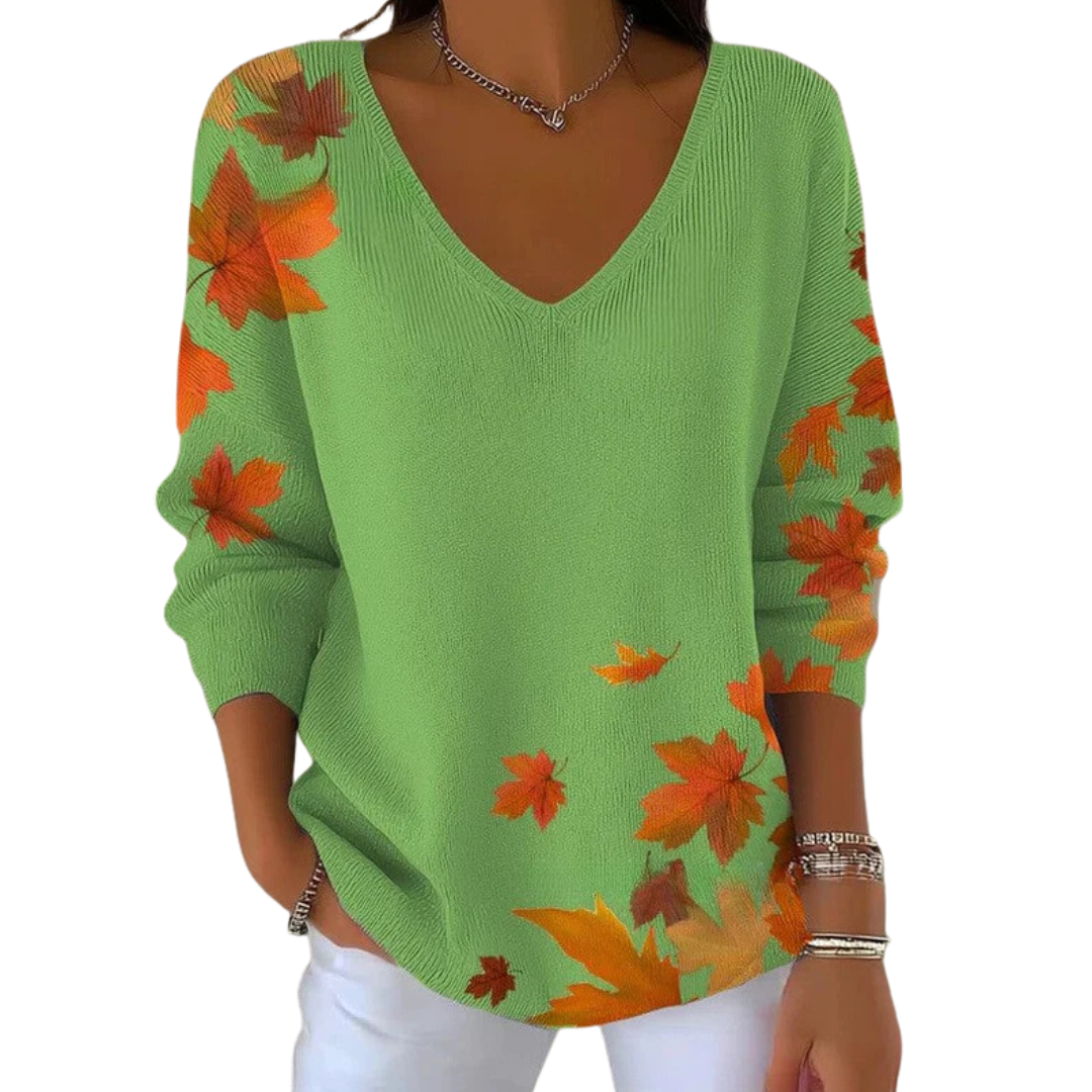 Faustyna | Dzianinowy Sweter z Casualowym Nadrukiem