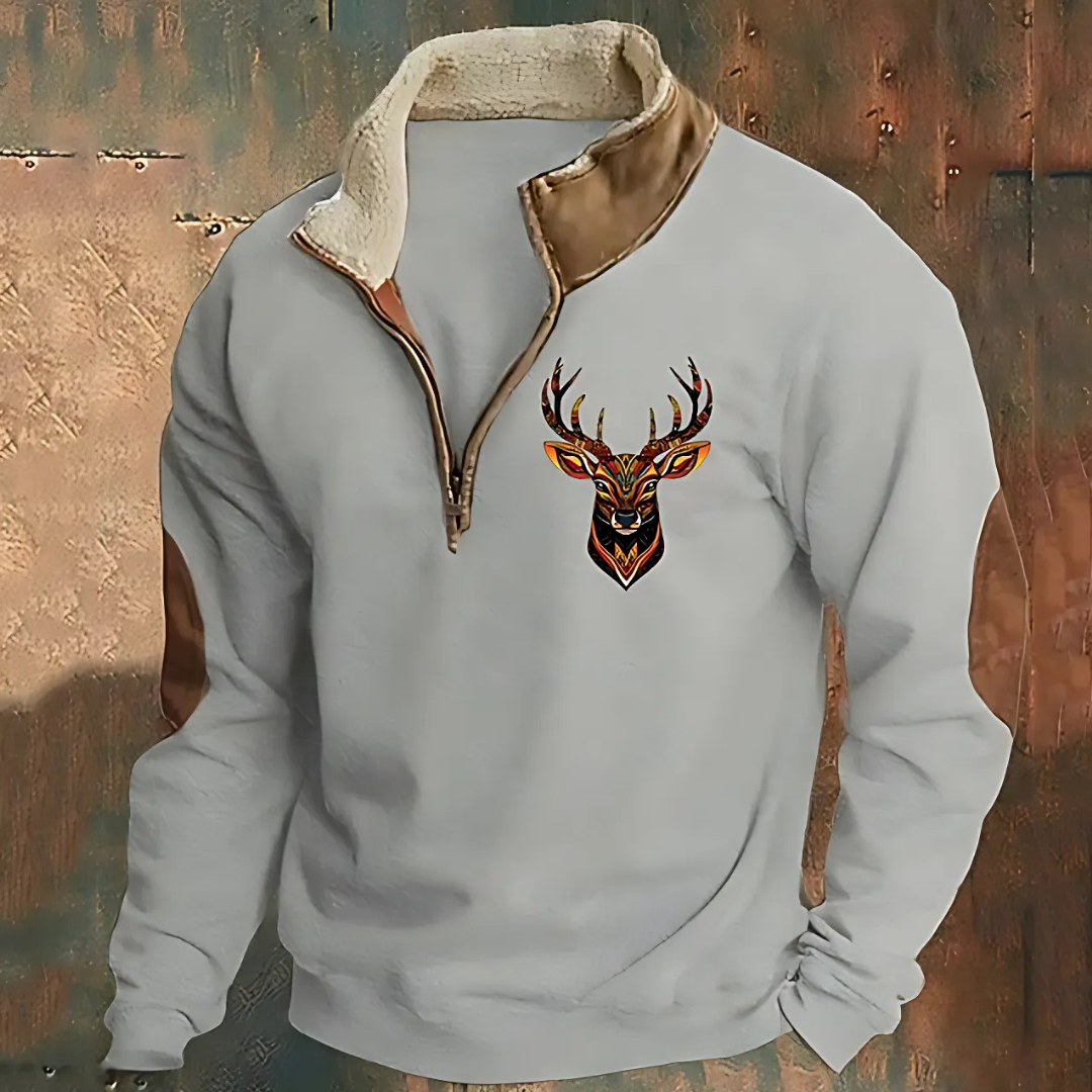 Antoni | Sweter z Ćwierć-Zamkiem o Surowej Elegancji