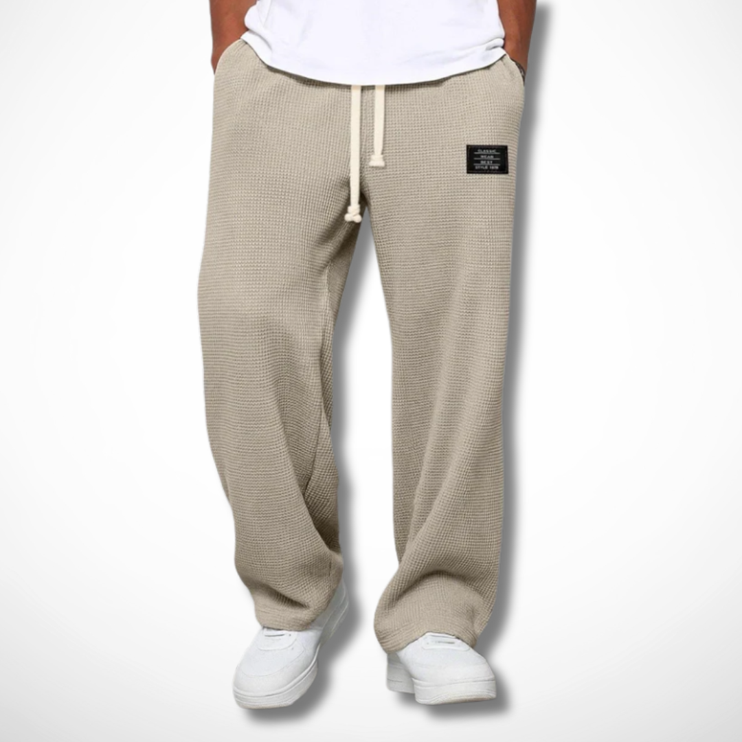 Piotr | Spodnie Waffle w Luźnym Kroju
