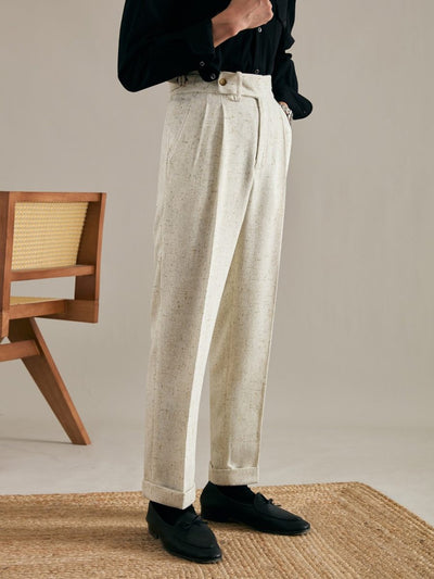 Lniane Spodnie Amalfi z Wysokim Stanem