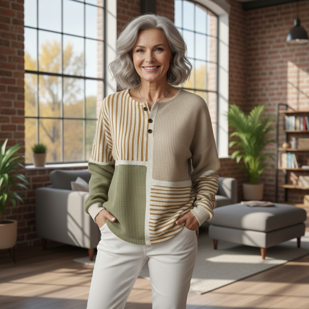 Bożena | Luksusowy Dwuwarstwowy Sweter Waffle