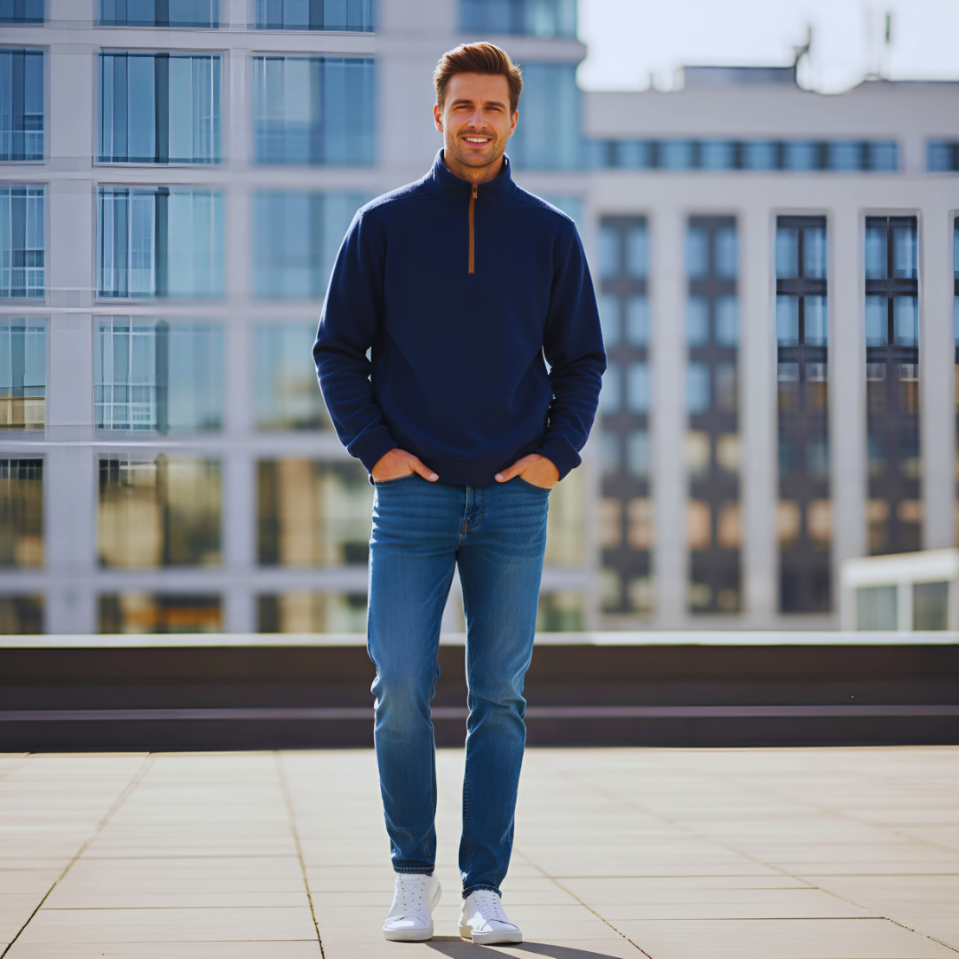 James | Stylowy sweter na co dzień z zamkiem błyskawicznym do połowy