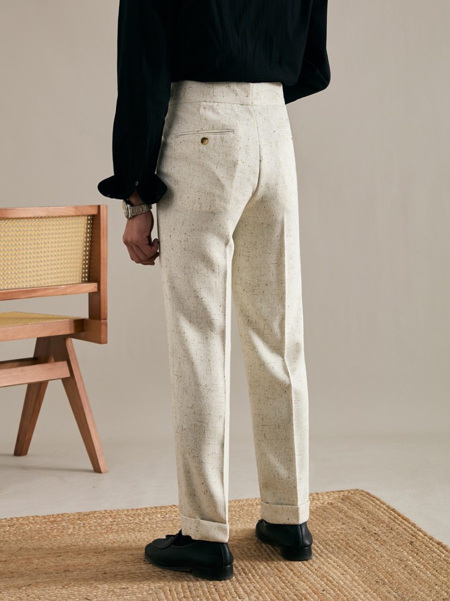 Lniane Spodnie Amalfi z Wysokim Stanem