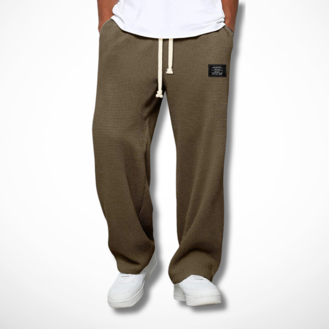 Piotr | Spodnie Waffle w Luźnym Kroju