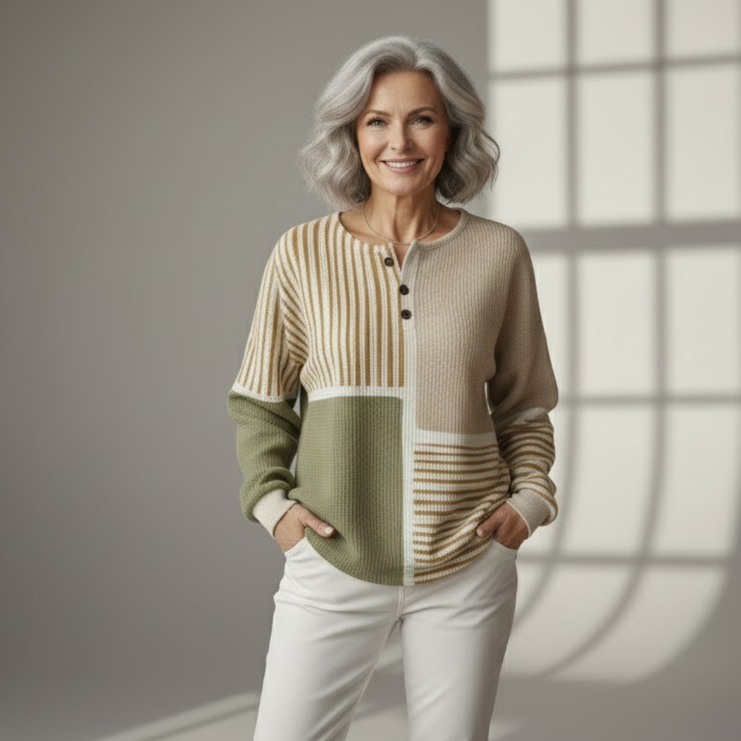 Bożena | Luksusowy Dwuwarstwowy Sweter Waffle