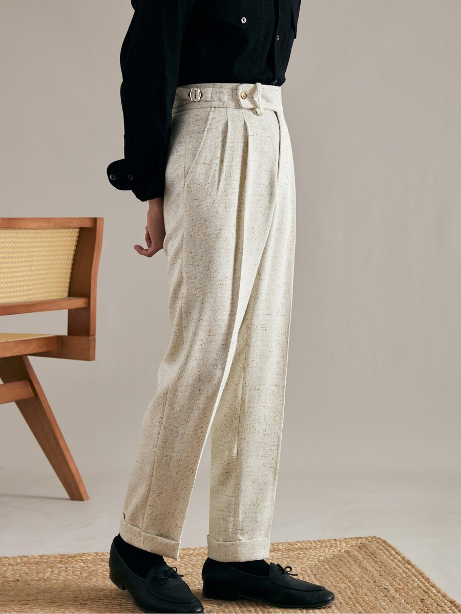 Lniane Spodnie Amalfi z Wysokim Stanem