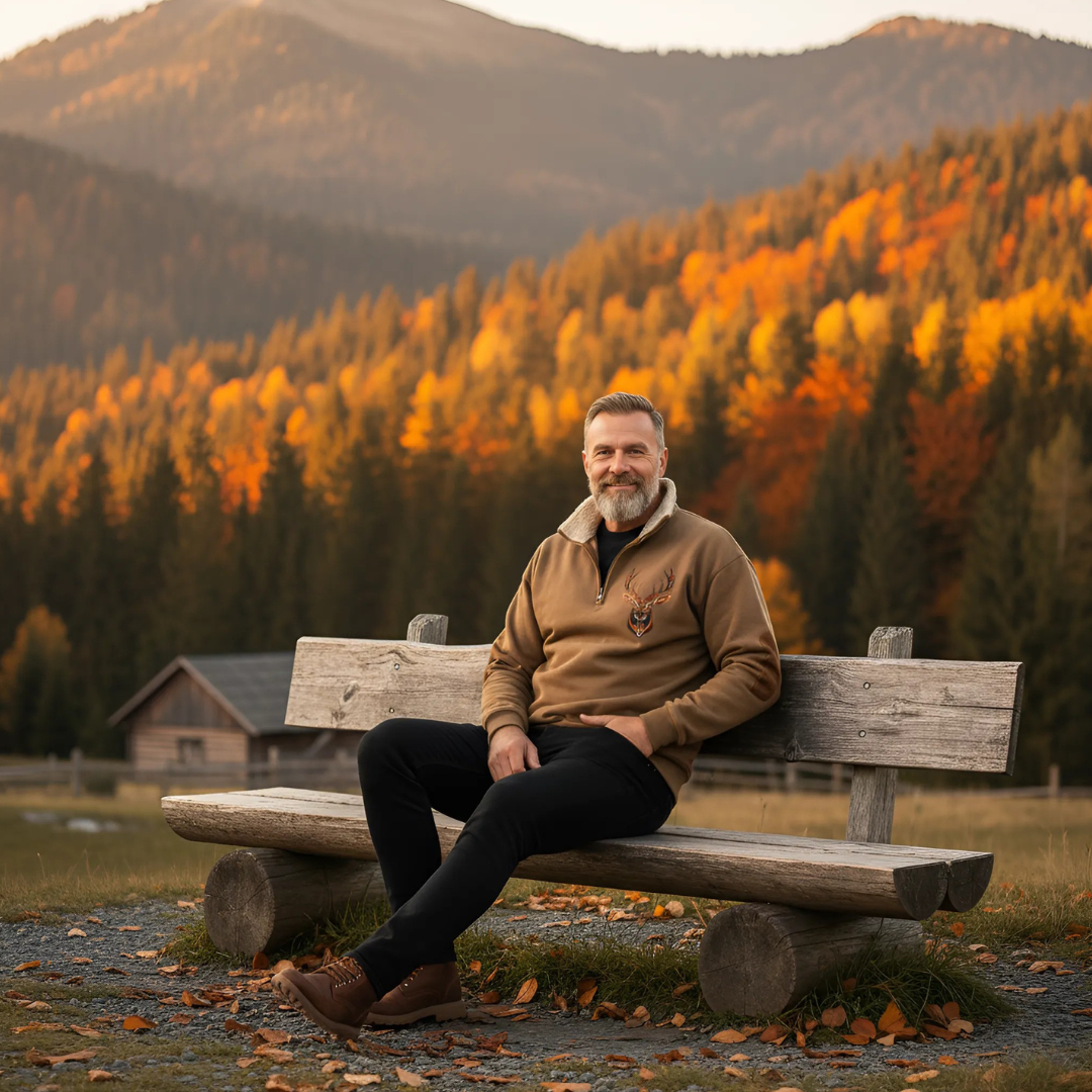 Antoni | Sweter z Ćwierć-Zamkiem o Surowej Elegancji