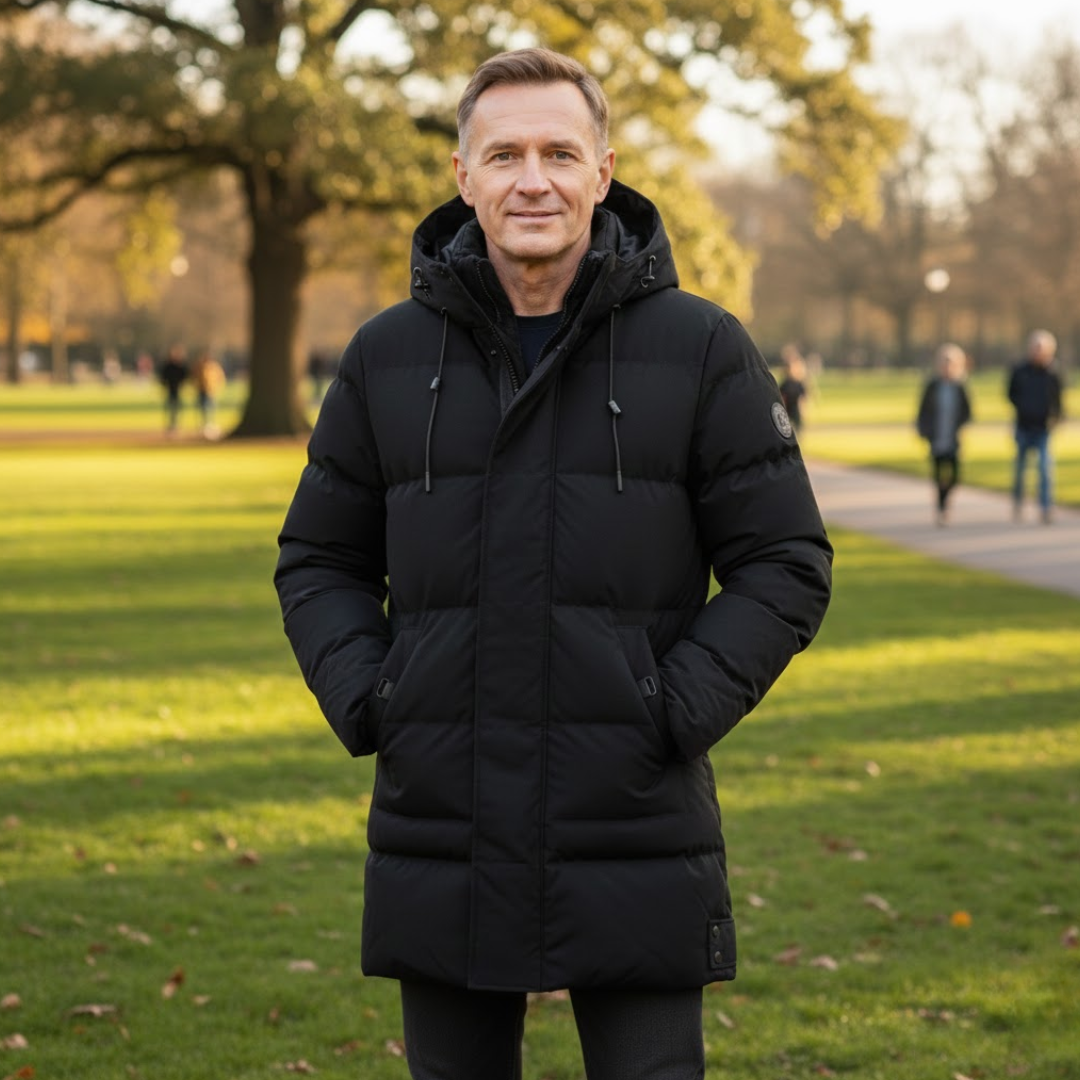 Jarosław | Męski Ciepły Pikowany Płaszcz Zimowy